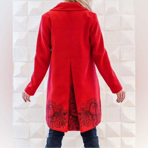 NWOT DESIGUAL Women’s Red Embroidered Overcoat Jacket EU 48 (XXL) - Picture 5 of 15